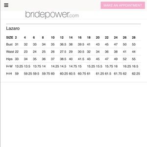 Lazaro Size Chart